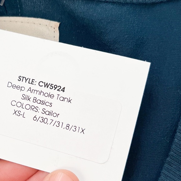 NWT- CHASER Silk Basics Deep Armhole Tank in Sailor Blue - Picture 6 of 8